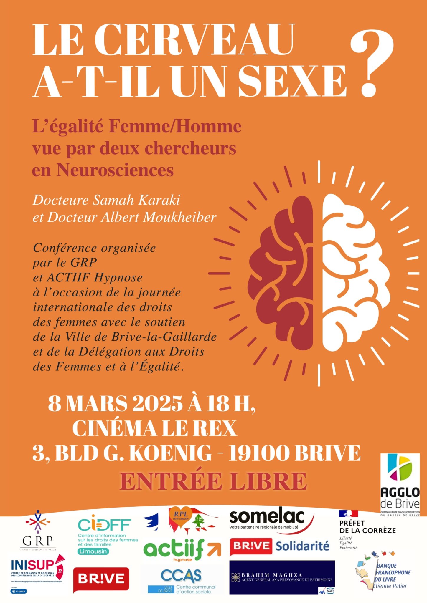 AFFICHE LE CERVEAU A T IL UN SEXE conférence au cinéma Rex