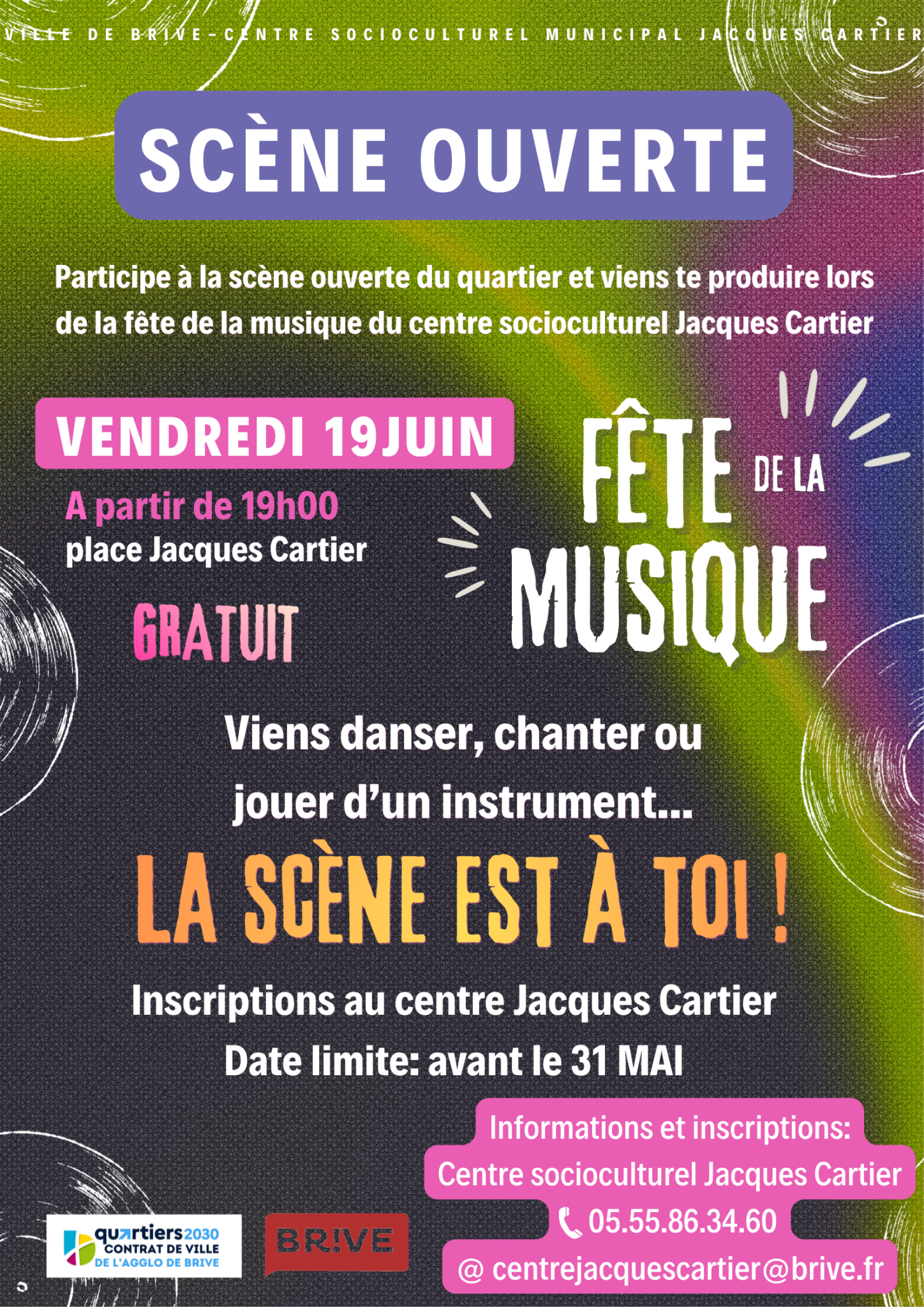 Affiche Scène Ouverte Fête de la Musique 2026 Jacques Cartier Brive