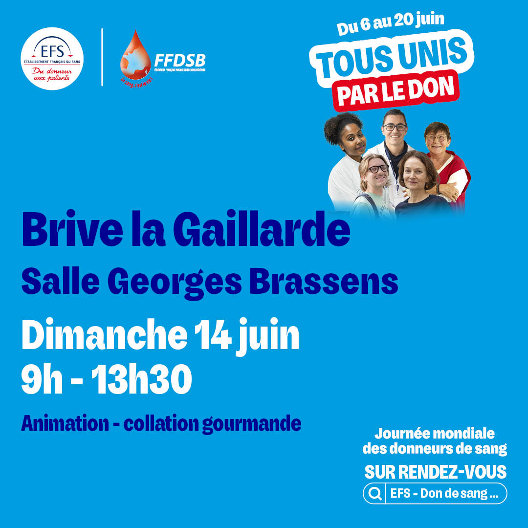Journée Mondiale Don du sang 14 Juin 2026 BRIVE