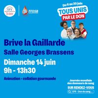 Journée Mondiale Don du sang 14 Juin 2026 BRIVE